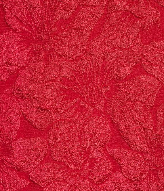 Sugarlips Arielle Jacquard Floral Print Split V-Neck Short Puff Sleeve Top Product Image