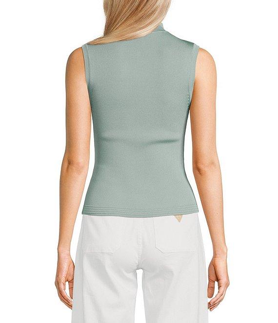 Guess Malia Mock Neck Sleeveless Ribbed Sweater Top Product Image