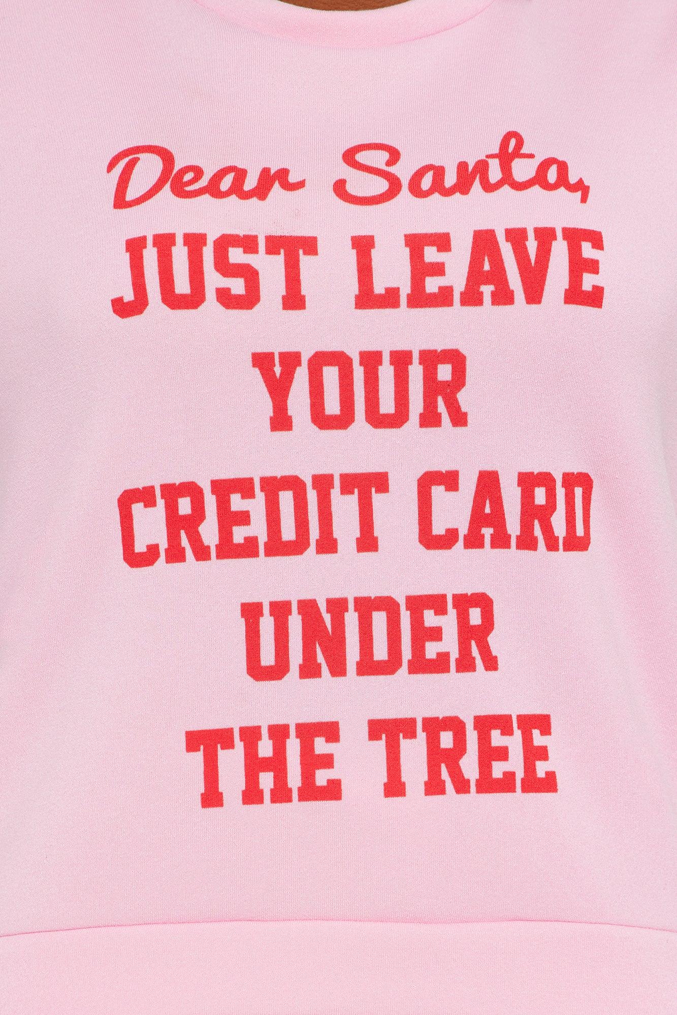Santa's Credit Card Crew Neck PJ Jogger Set - Pink/combo Female Product Image