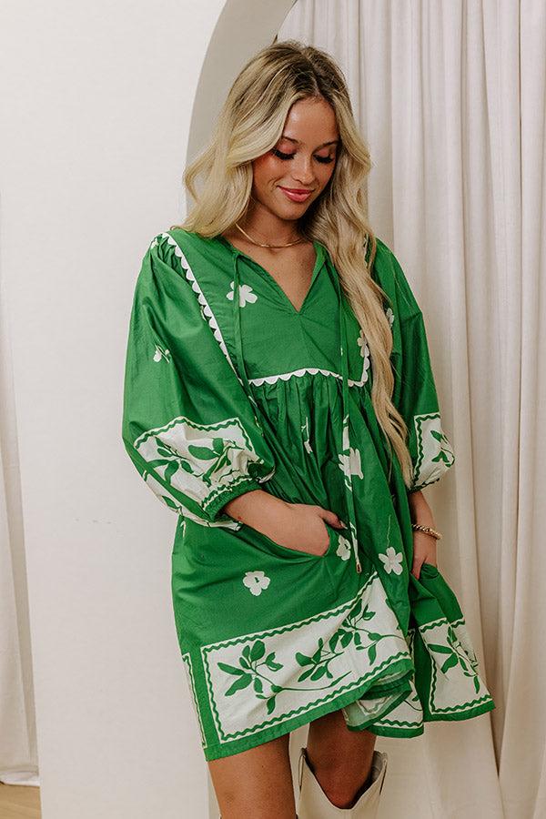 Picture Perfect Floral Mini Dress in Kelly Green Product Image