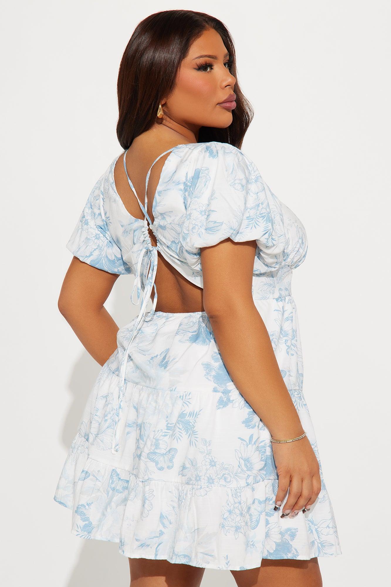 Nicole Floral Mini Dress - Blue/combo Product Image