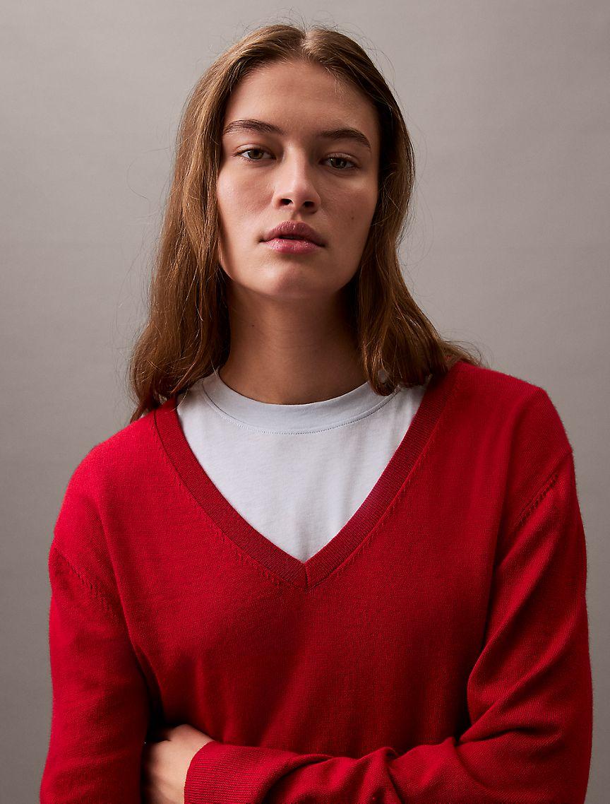 Extra Fine Merino Blend V-Neck Sweater Product Image