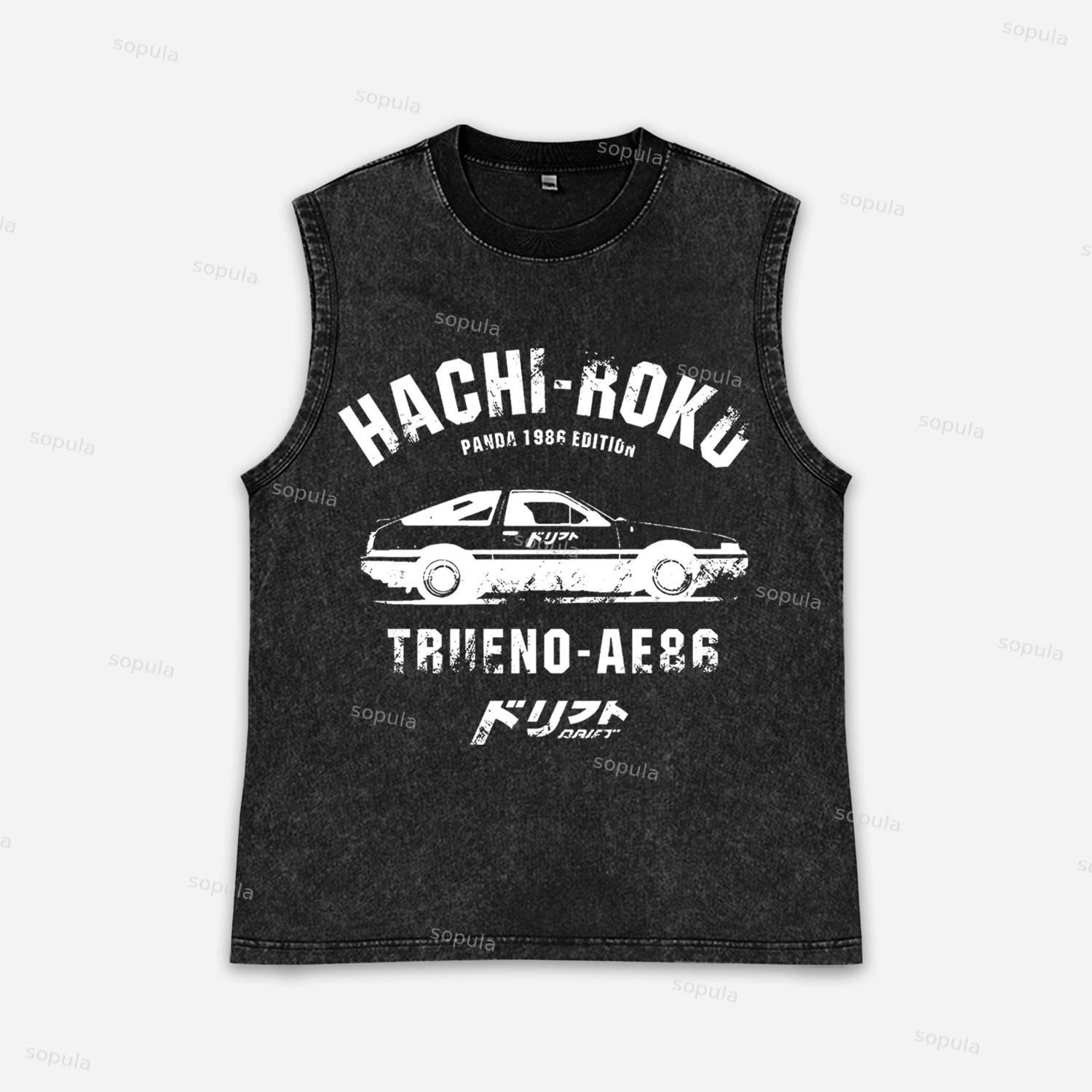 Vintage Hachiroku Ae86 Japanese Car Art Acid Washed Tank Product Image