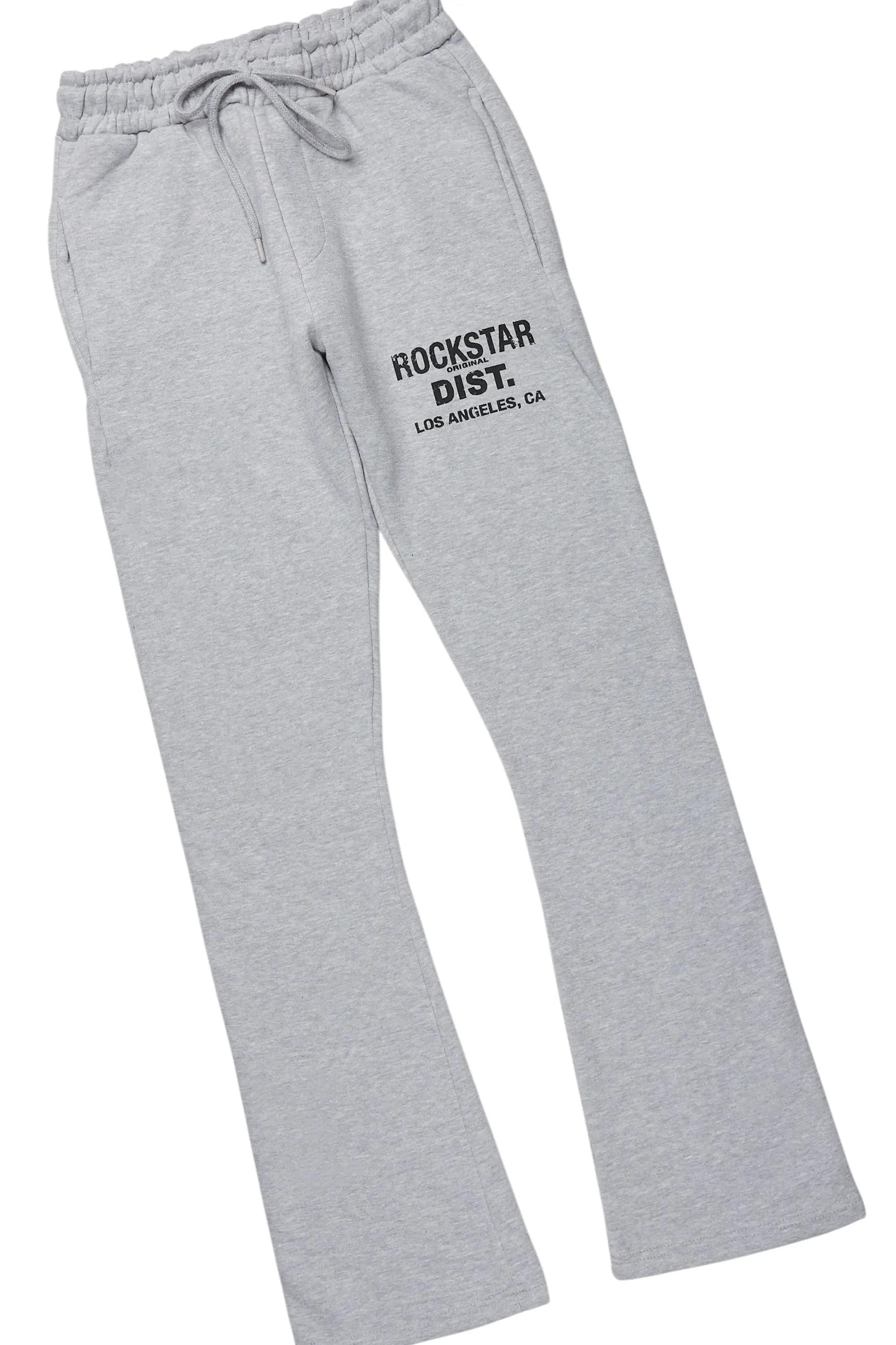 Lake White/Grey Oversized T-Shirt/Stacked Track Pant Set Male Product Image