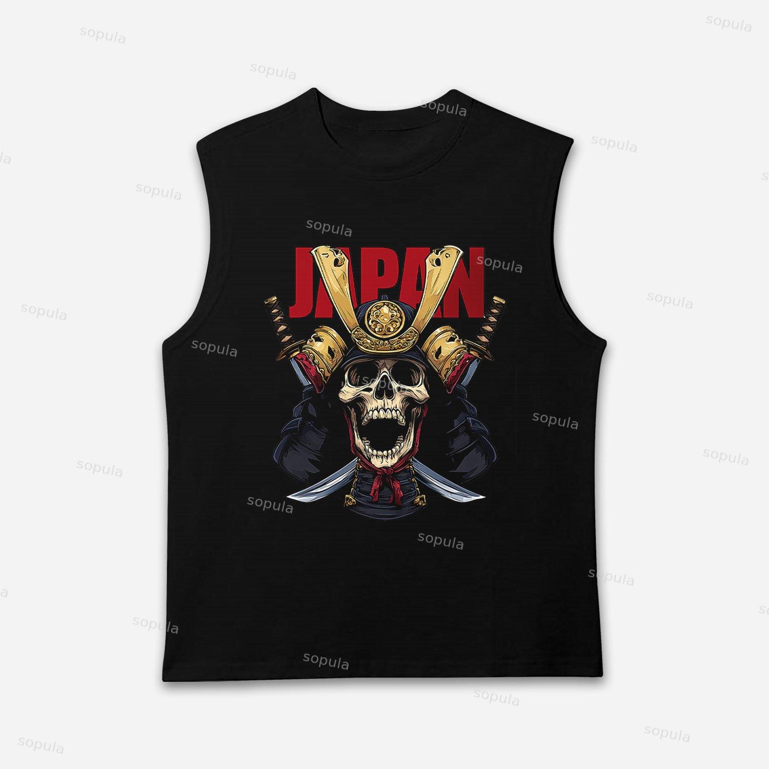 Japan Samurai Helmet Skull Sleeveless Shirts Tank Top Product Image