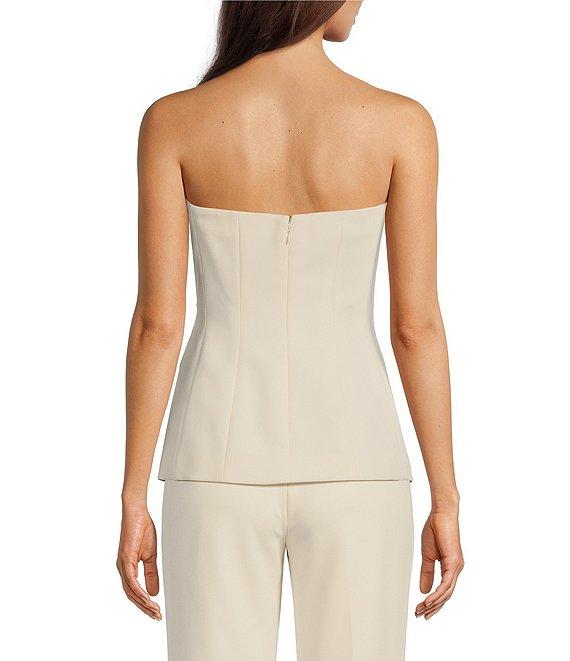 Muse by Marchesa Flora Stretch Crepe Applique Strapless Button-Up Vest Product Image