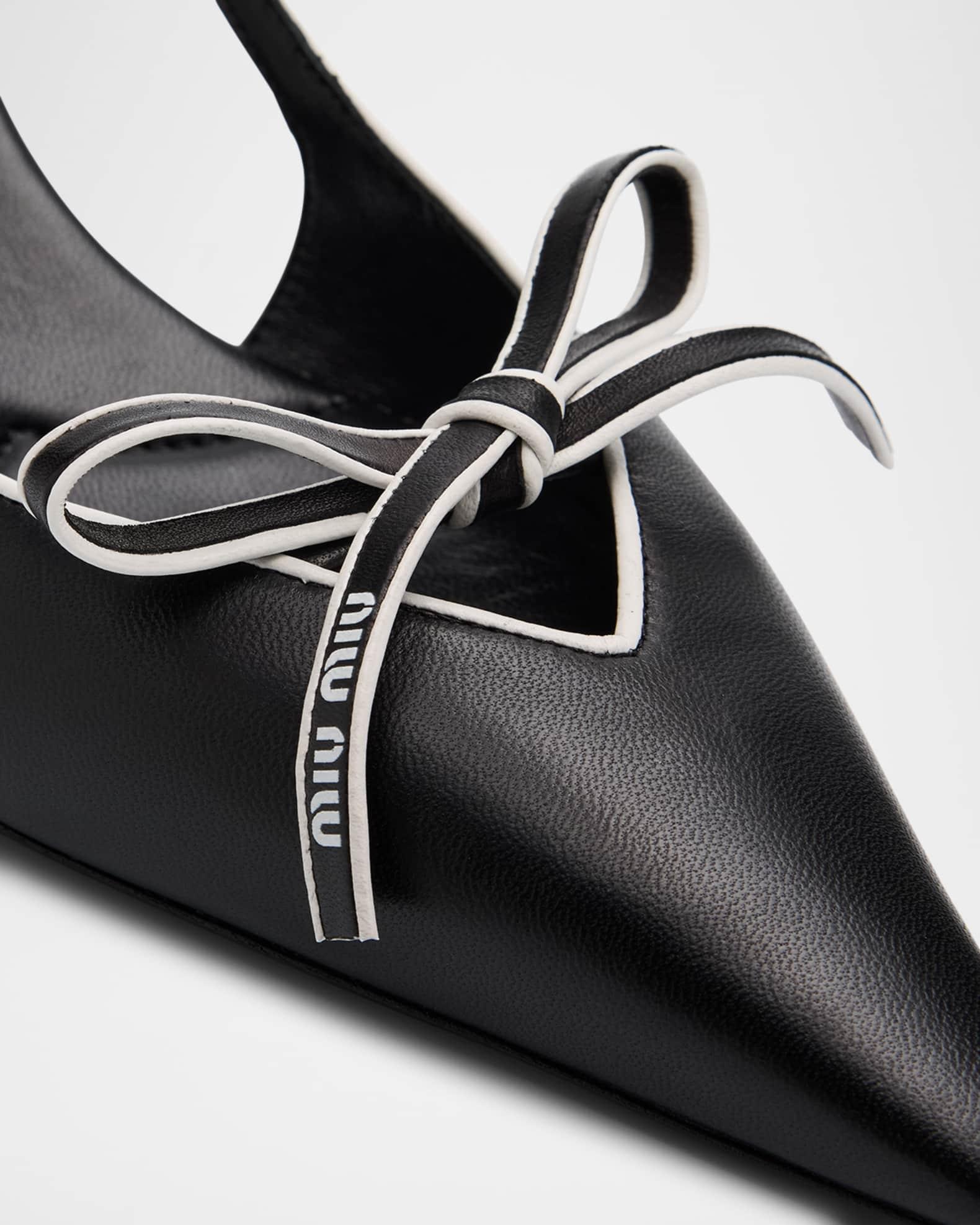Nappa Leather Bow Slingback Pumps Product Image