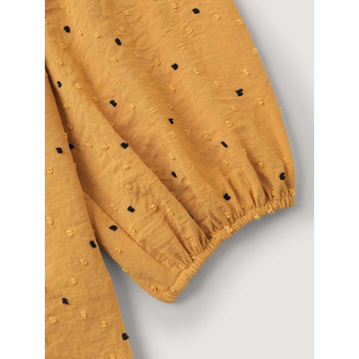 Plus Size Turmeric Textured Dot Embroidered Tassel Flowy Blouse Women Boho Long Sleeve Notched collar Vacation Blouses BloomChic 28/5X Product Image