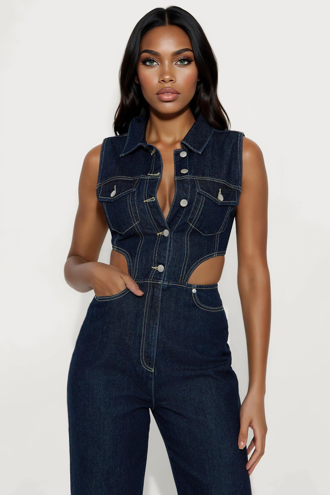 Baylin Denim Jumpsuit - Indigo Female Product Image