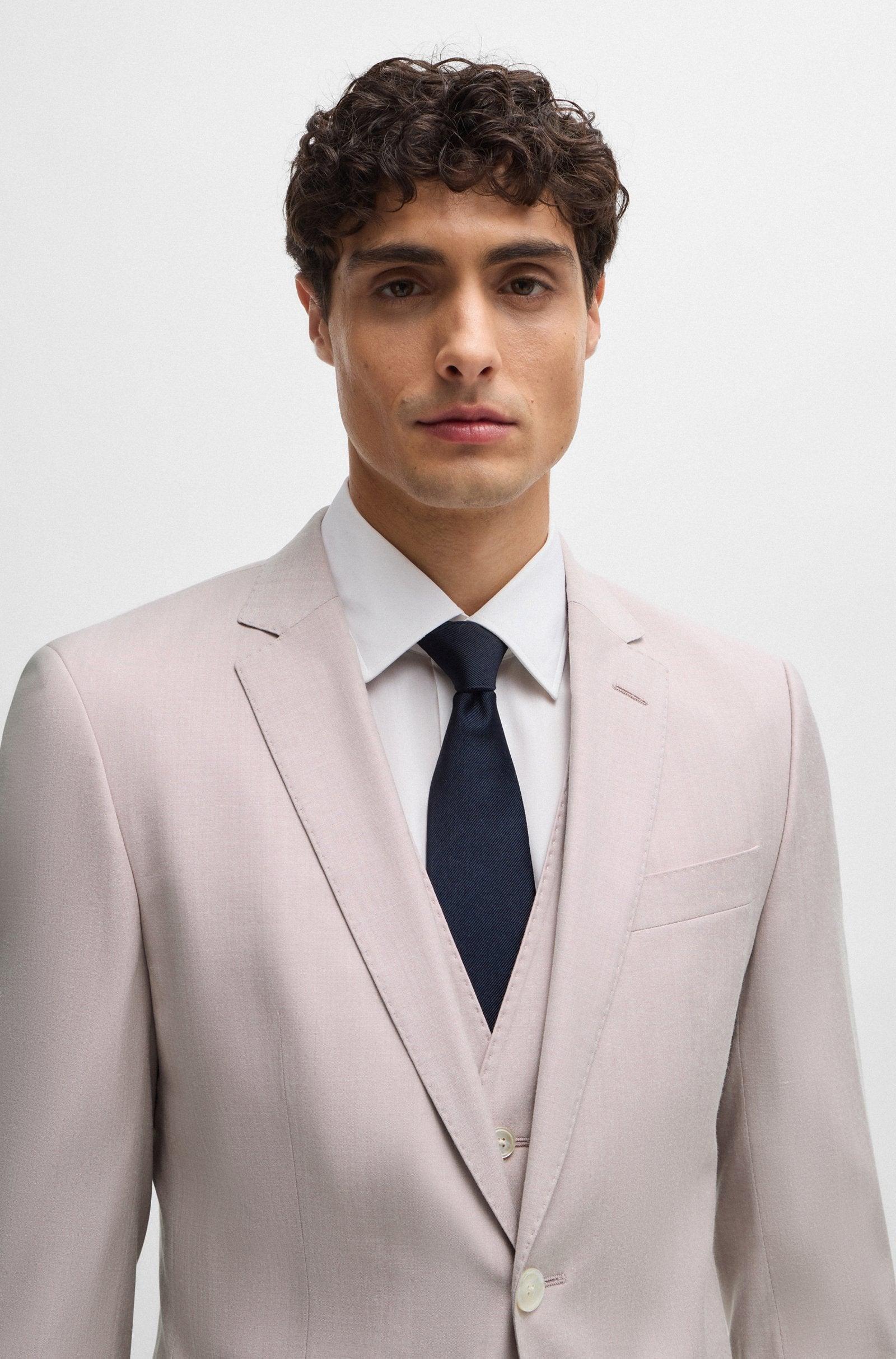 Boss SLIM-FIT Light Pink Suit In a Melange Wool Blend Product Image