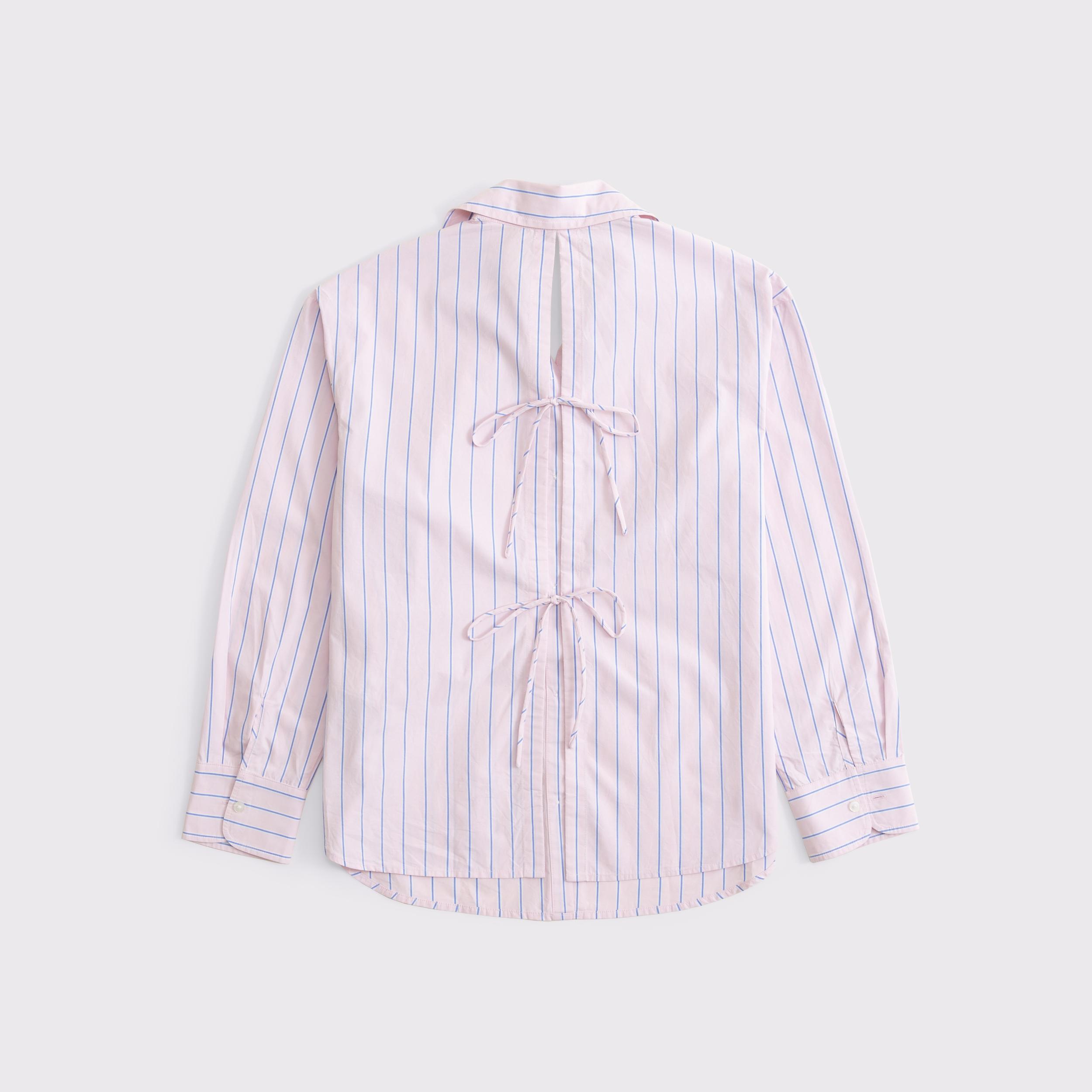 Oversized Tie-Back Poplin Shirt Product Image