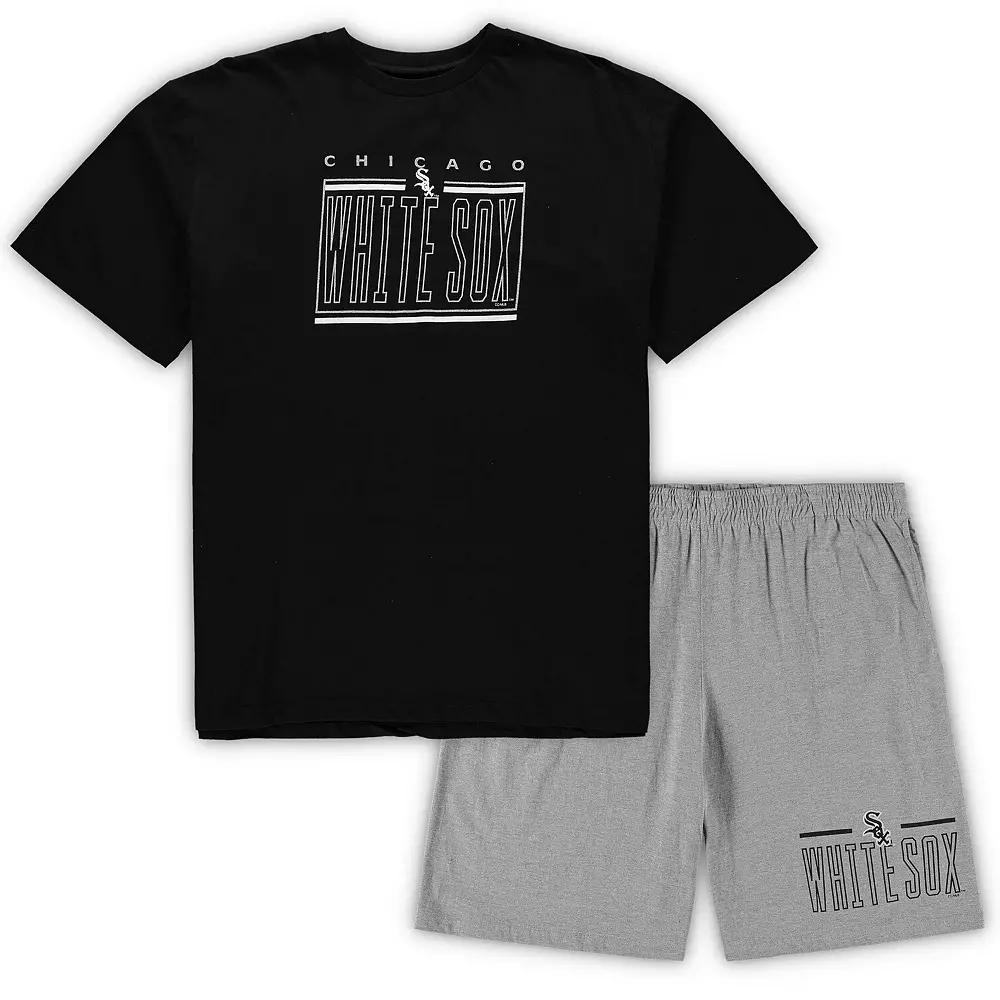 Men's Concepts Sport Black/Heathered Gray Chicago White Sox Big & Tall T-Shirt & Shorts Sleep Set, Size: 2XLT Product Image
