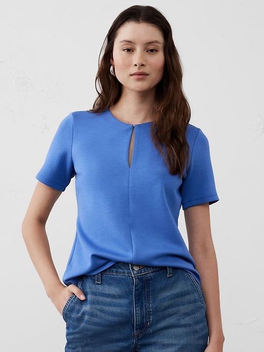 Soft Touch Scuba Crew-Neck Top Product Image