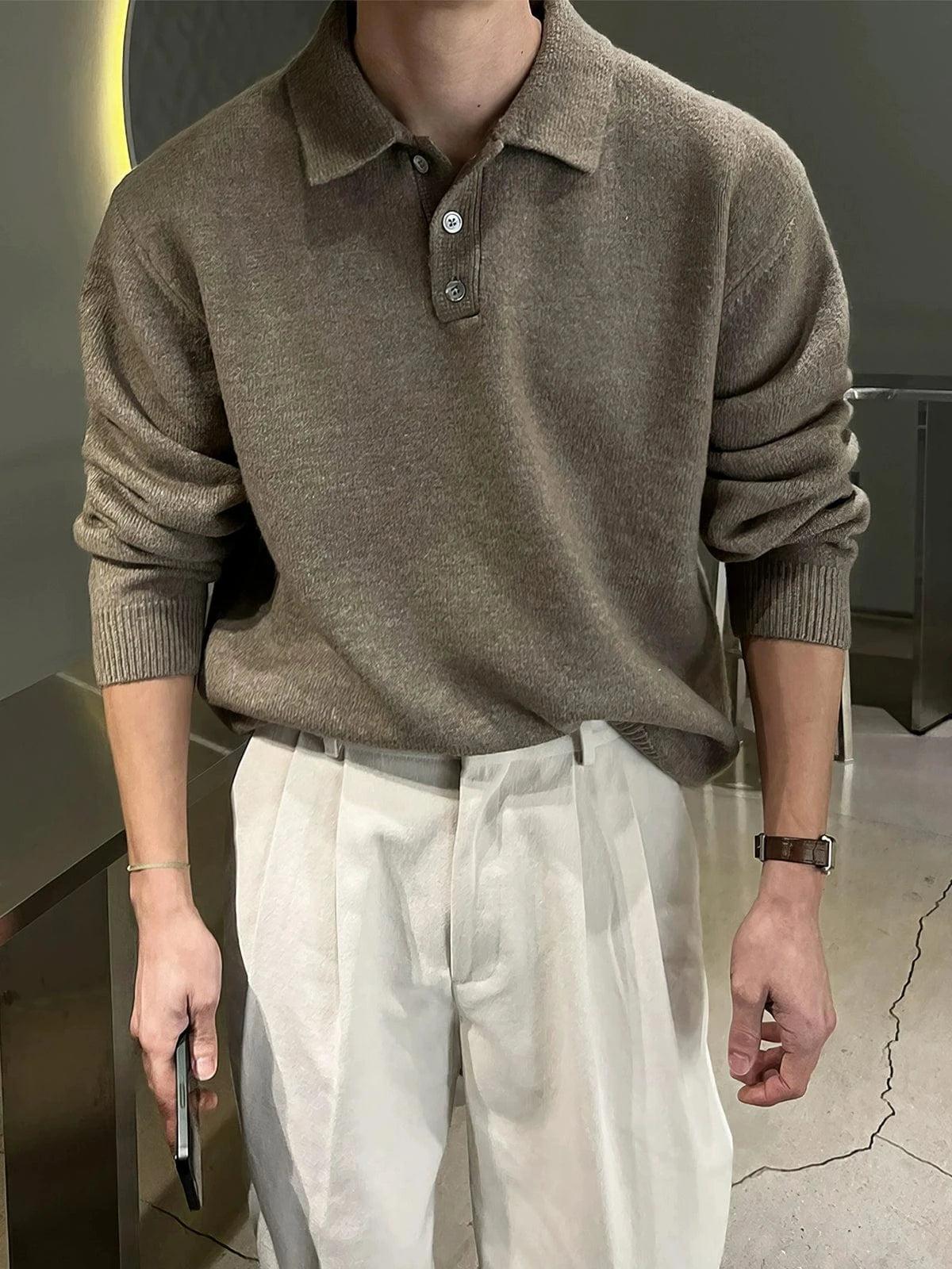 RT No. 18255 KNIT POLO COLLAR SWEATER Product Image