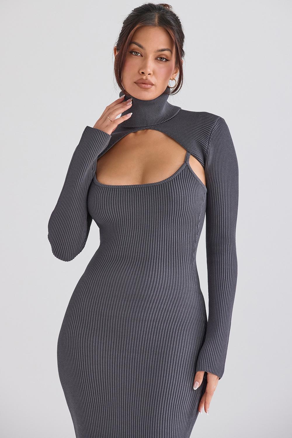 Meliora  charcoal knit midi dress - sale Product Image