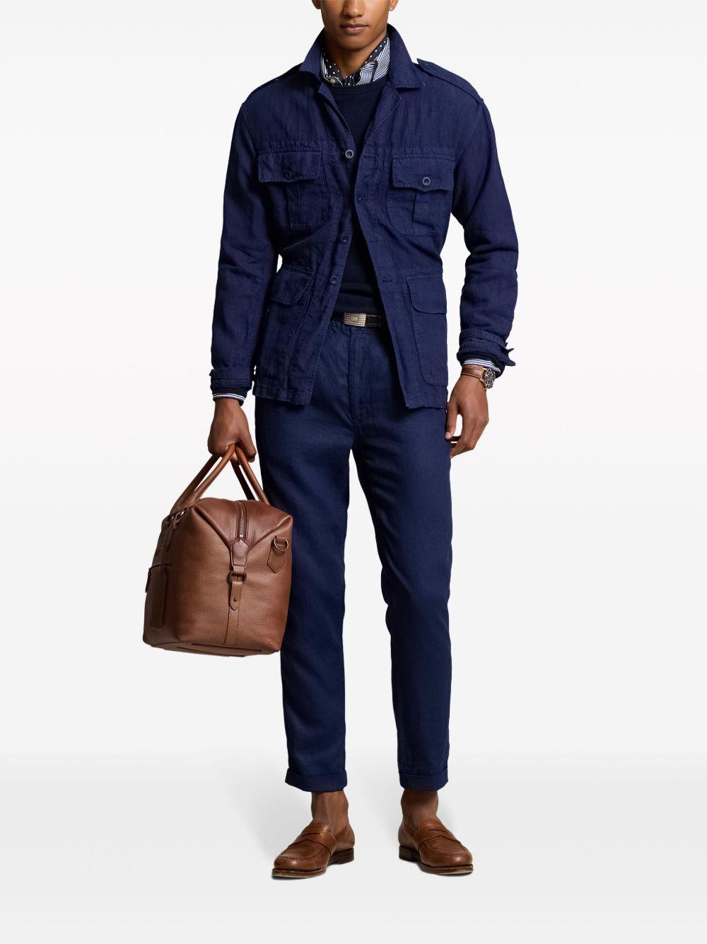 drawstring-waist linen trousers Product Image