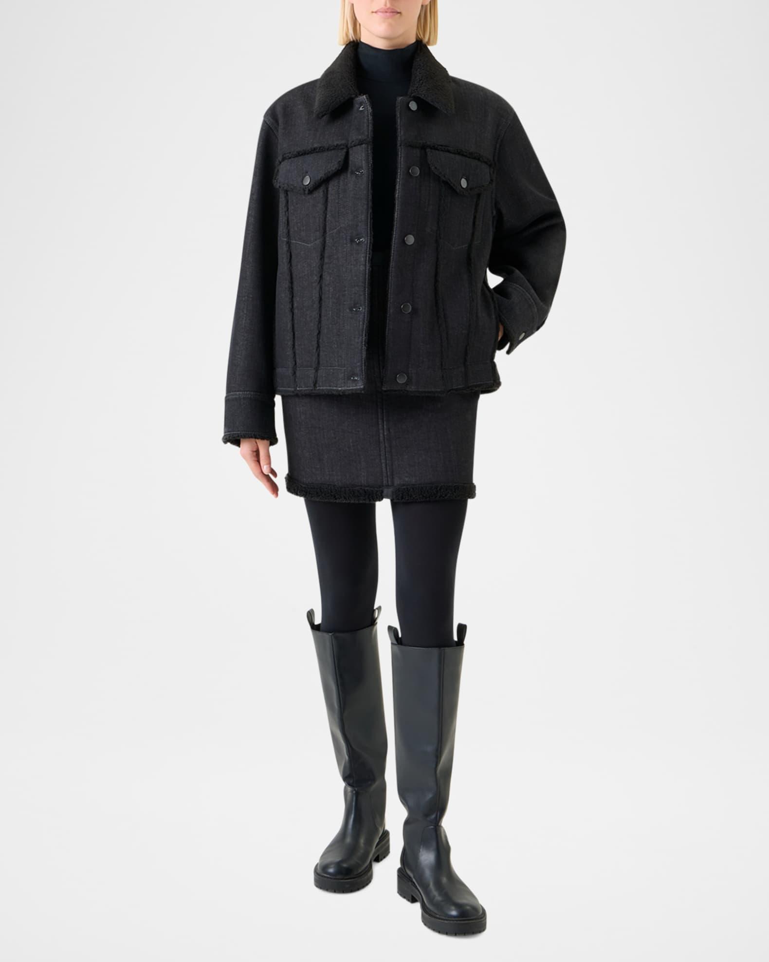 Faux-Fur Trim Denim Jacket Product Image