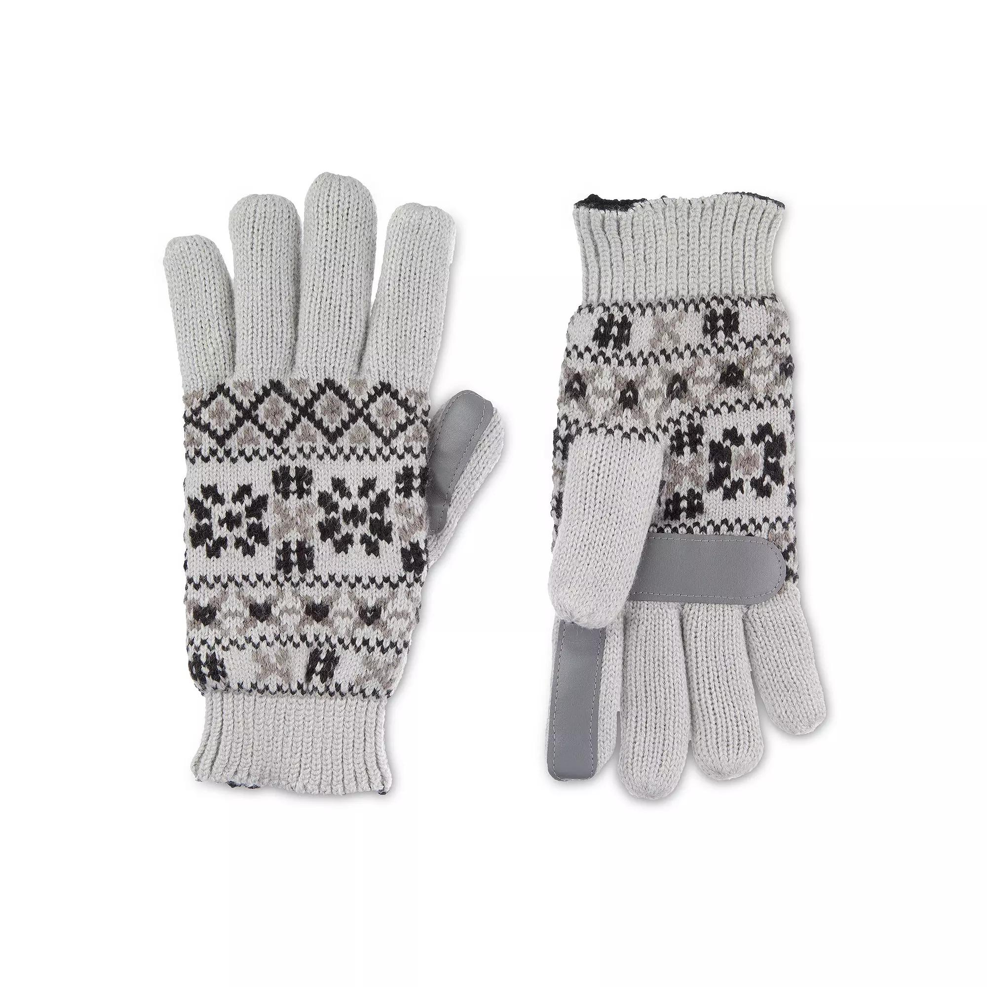 Women's isotoner Lined Water Repellant Fairisle Gloves, Light Gray Product Image
