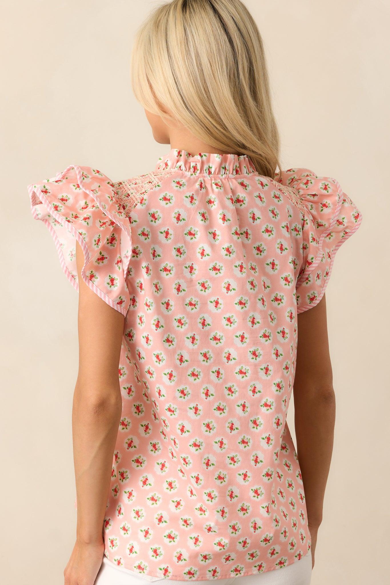 Dinner Date Cotton Light Pink Flutter Sleeve Blouse Product Image