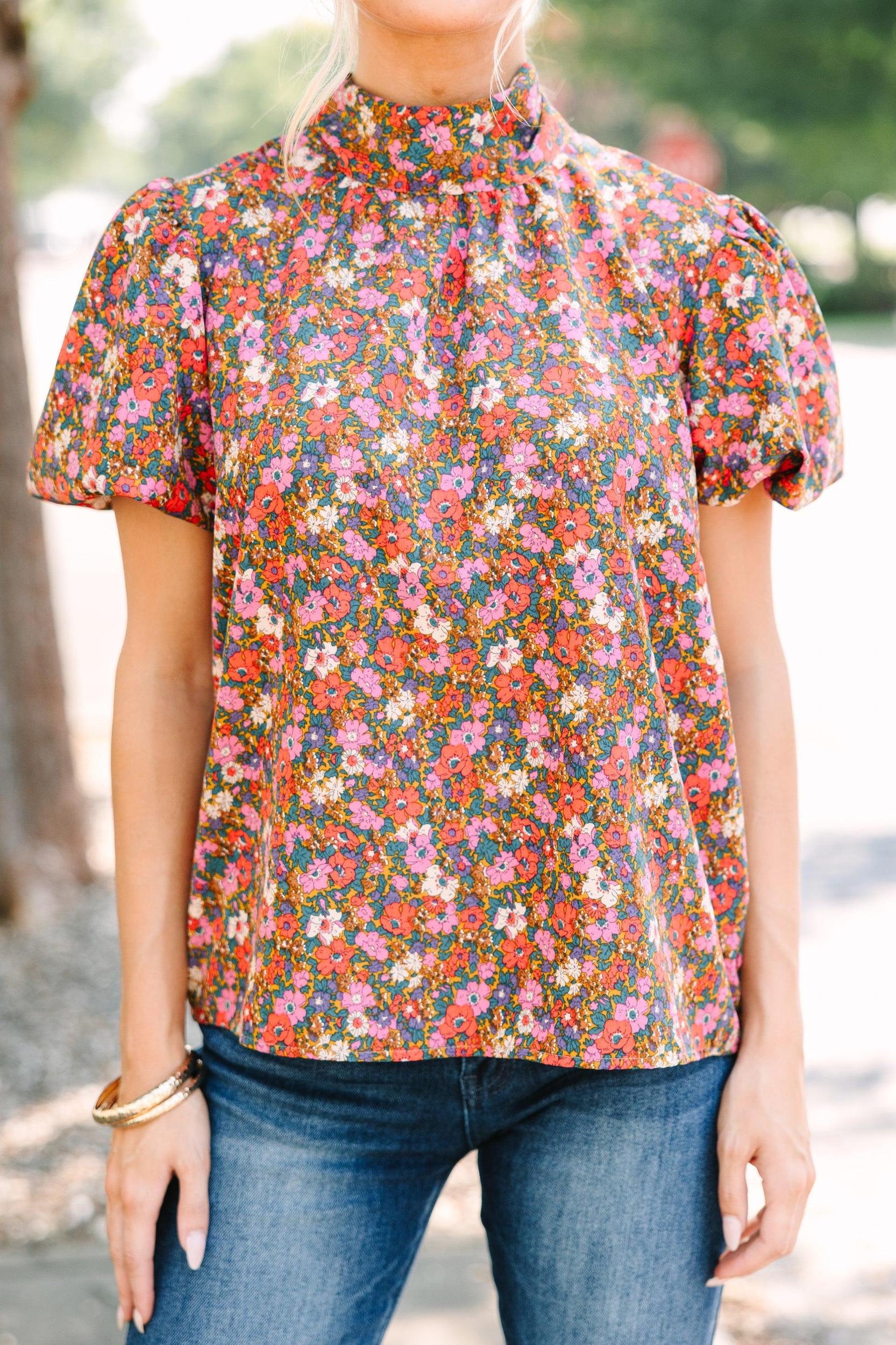 Can't Let You Go Gold Floral Blouse Female Product Image