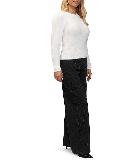 Stevie by Steve Madden Long Sleeve Tinsel Mink Yarn Pleated Pullover Sweater Product Image