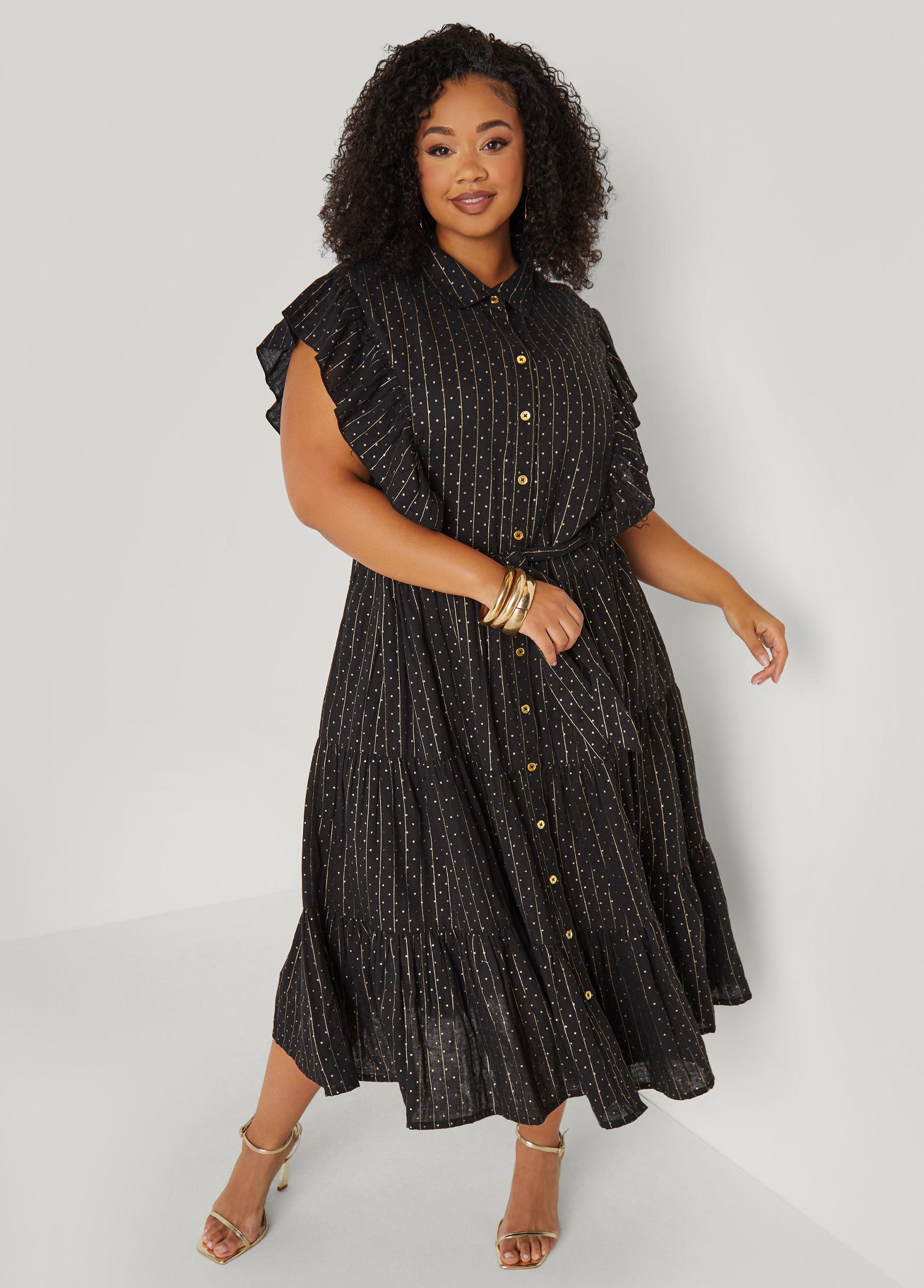 Metallic Print Midaxi Dress Product Image