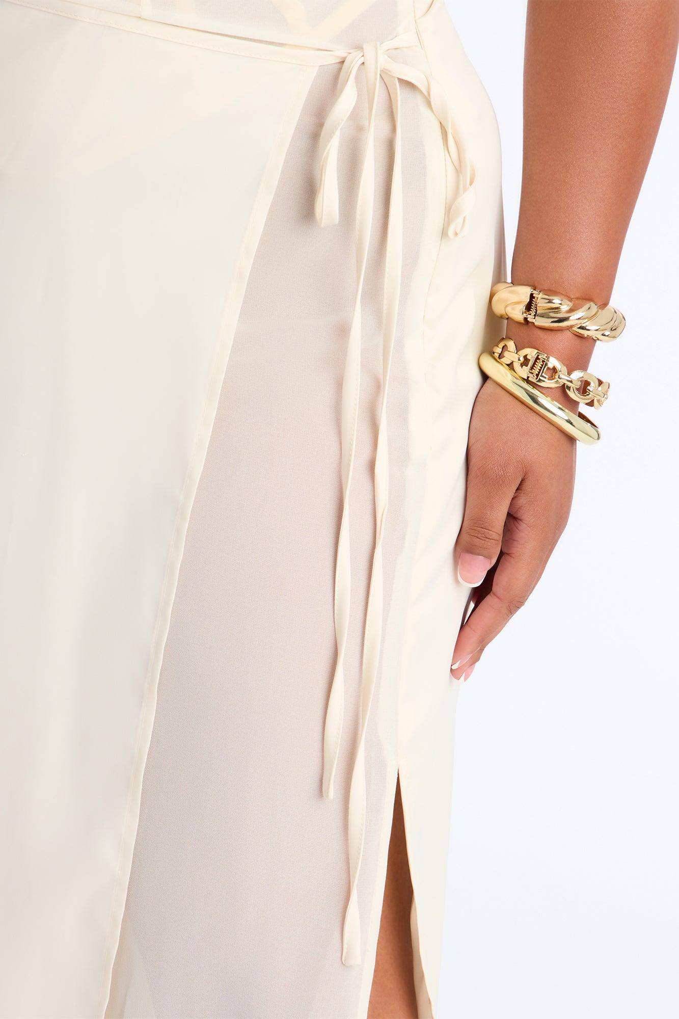 Phoebe Satin Wrap Maxi Skirt - Ivory Female Product Image
