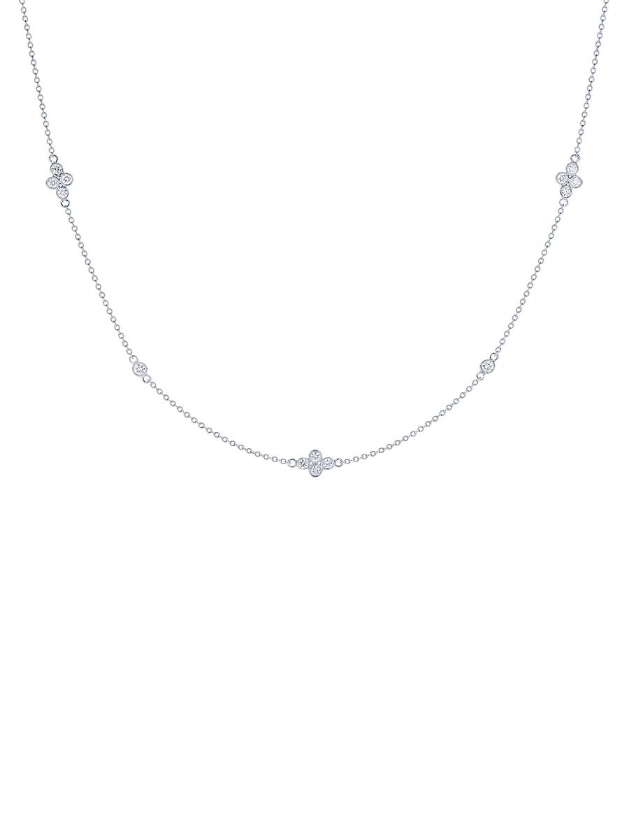 Womens Diamond Strings Quads 18K Gold & 0.46 TCW Diamond Station Necklace Product Image