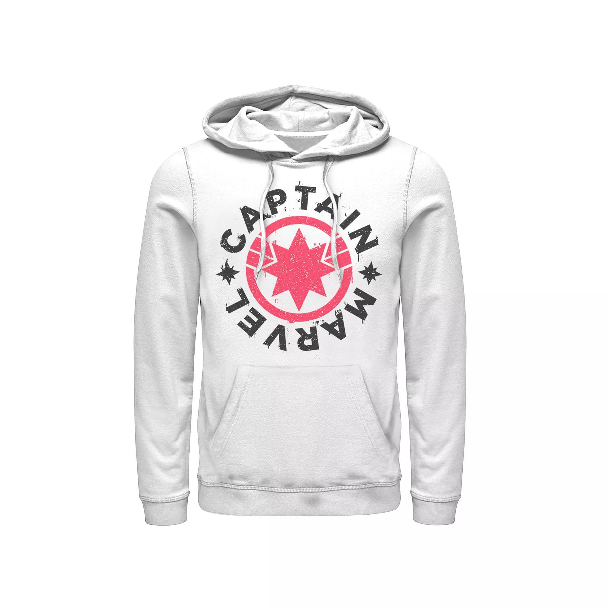 Men's Marvel Captain Marvel Movie Circle Red Logo Pullover Hoodie, Size: Medium, White Product Image