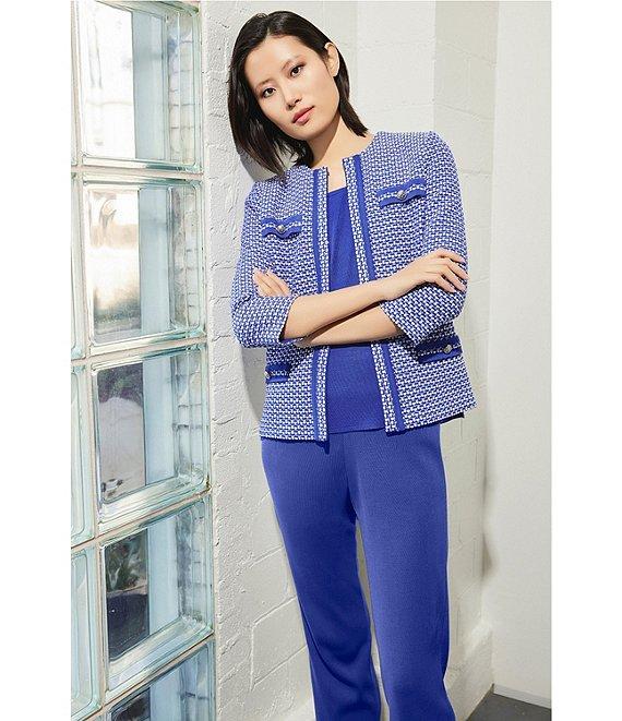 Ming Wang Woven Slim Straight Leg Elastic Waist Cropped Pull-On Pants Product Image