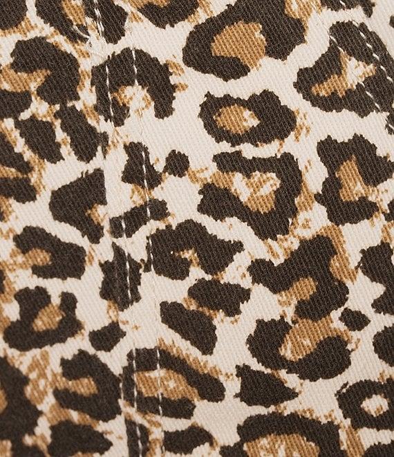 Skies Are Blue Leopard Print Wide Leg Denim Jeans Product Image