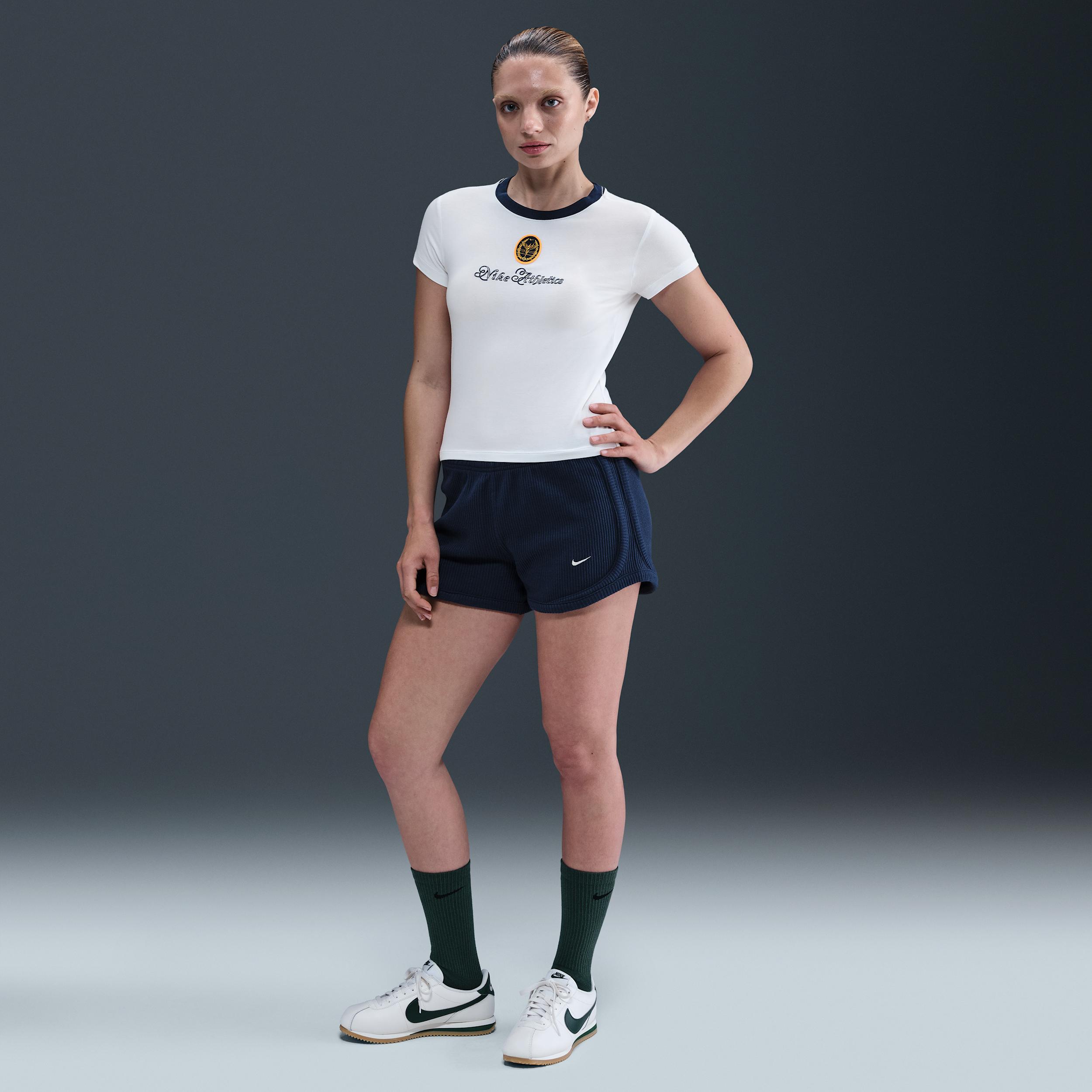 Womens Nike Sportswear Chill Knit Slim Cropped Graphic T-Shirt | IH7802-100 Product Image