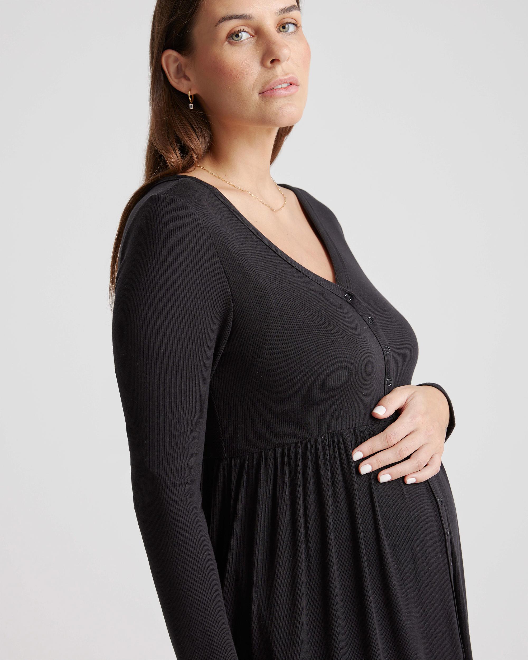 Quince | Women's Tencel Rib Maternity & Nursing Button Front Dress Size XS Product Image