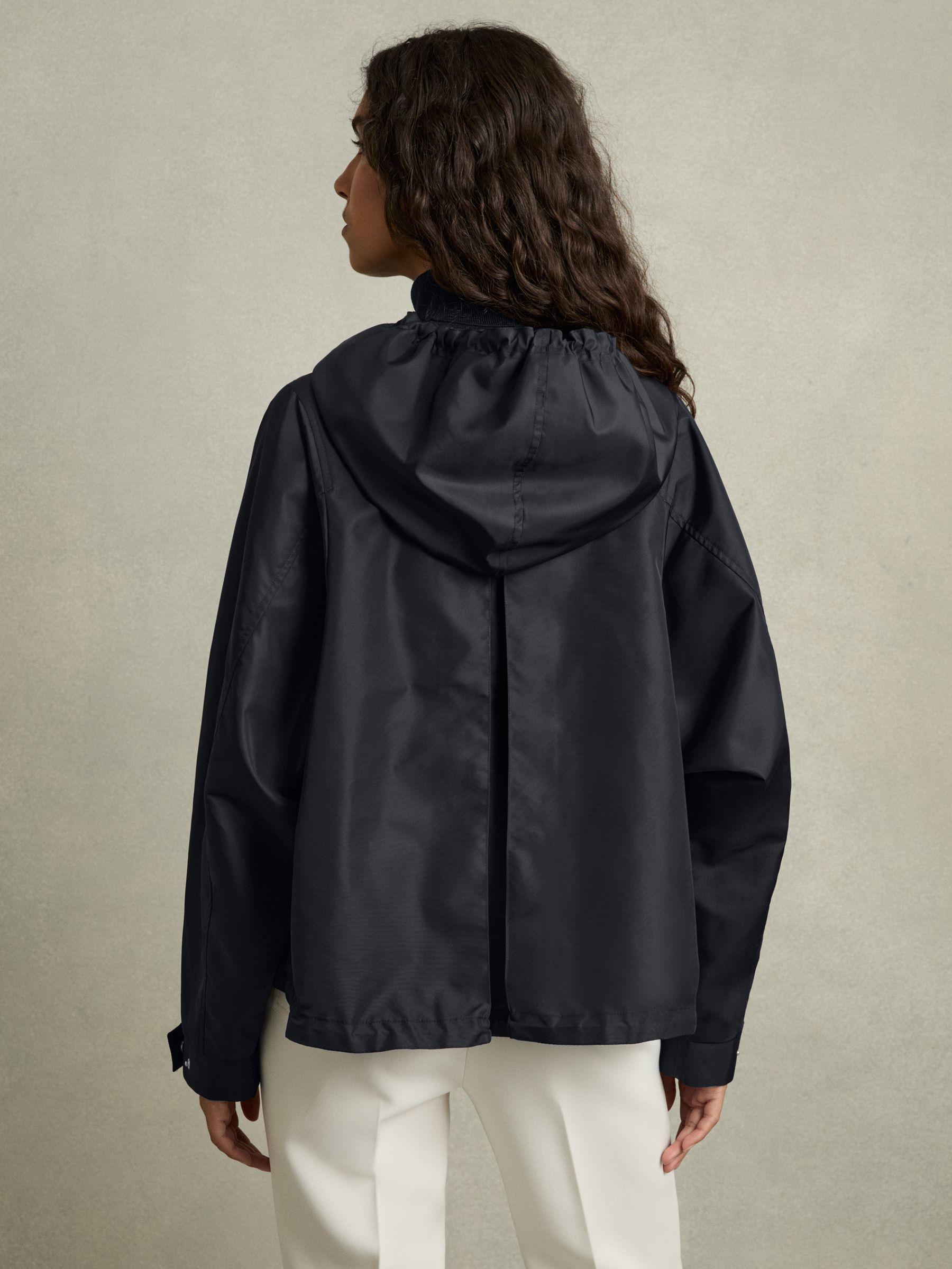 Technical Water-Repellent Hooded Jacket in Navy Product Image