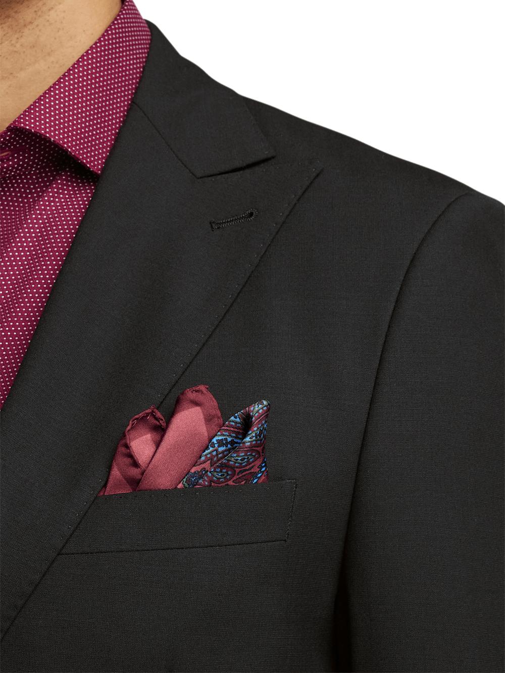 Wool Stretch Bengaline Peak Lapel Suit Jacket - Black Product Image