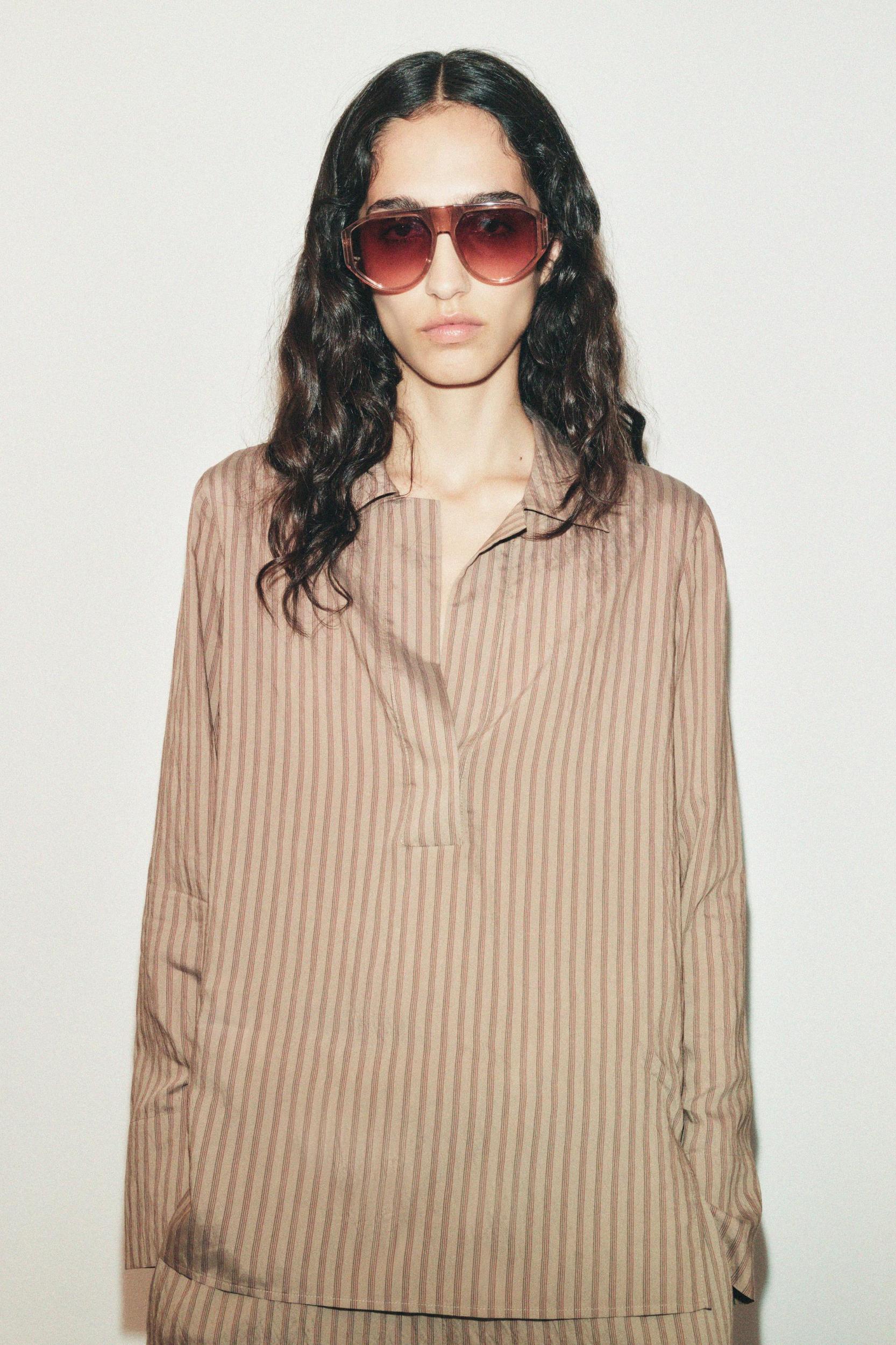 STRIPED ASYMMETRICAL SHIRT ZW COLLECTION Product Image