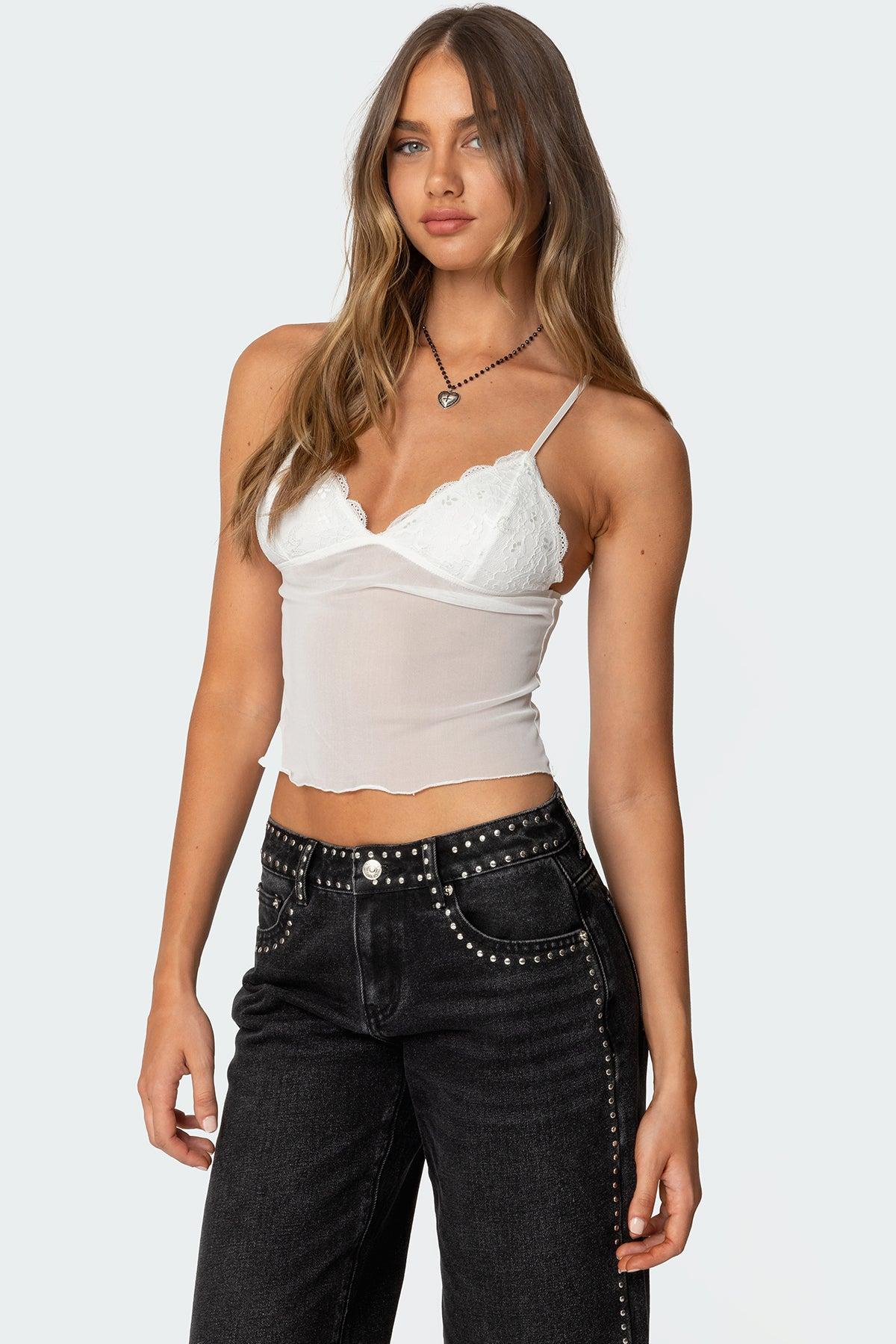 Malika Lacey Sheer Mesh Tank Top Product Image