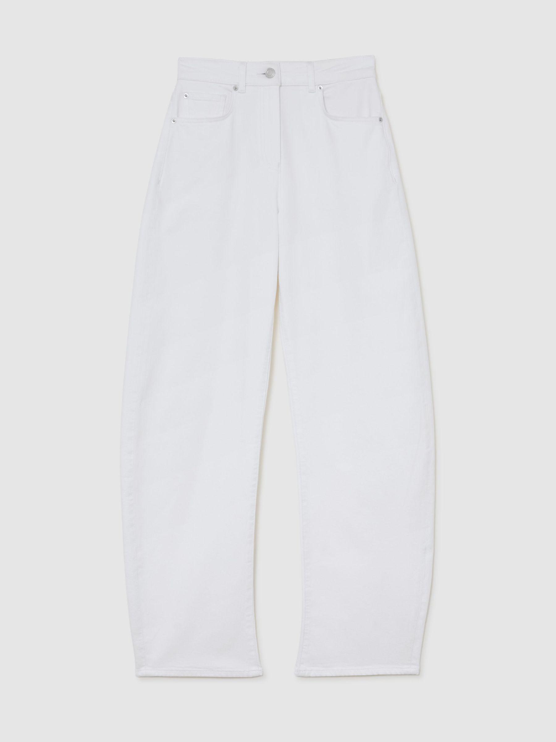 Barrel-Leg Jeans in White Product Image