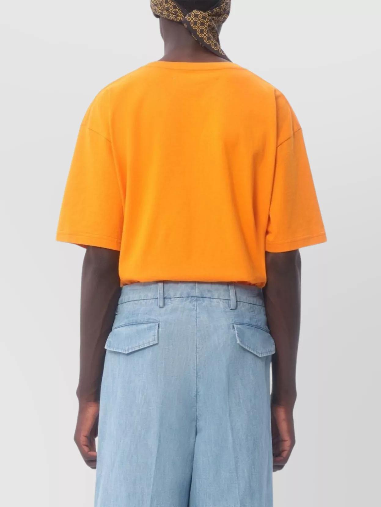 VALENTINO Cotton T-shirt With Chez Print In Orange Product Image