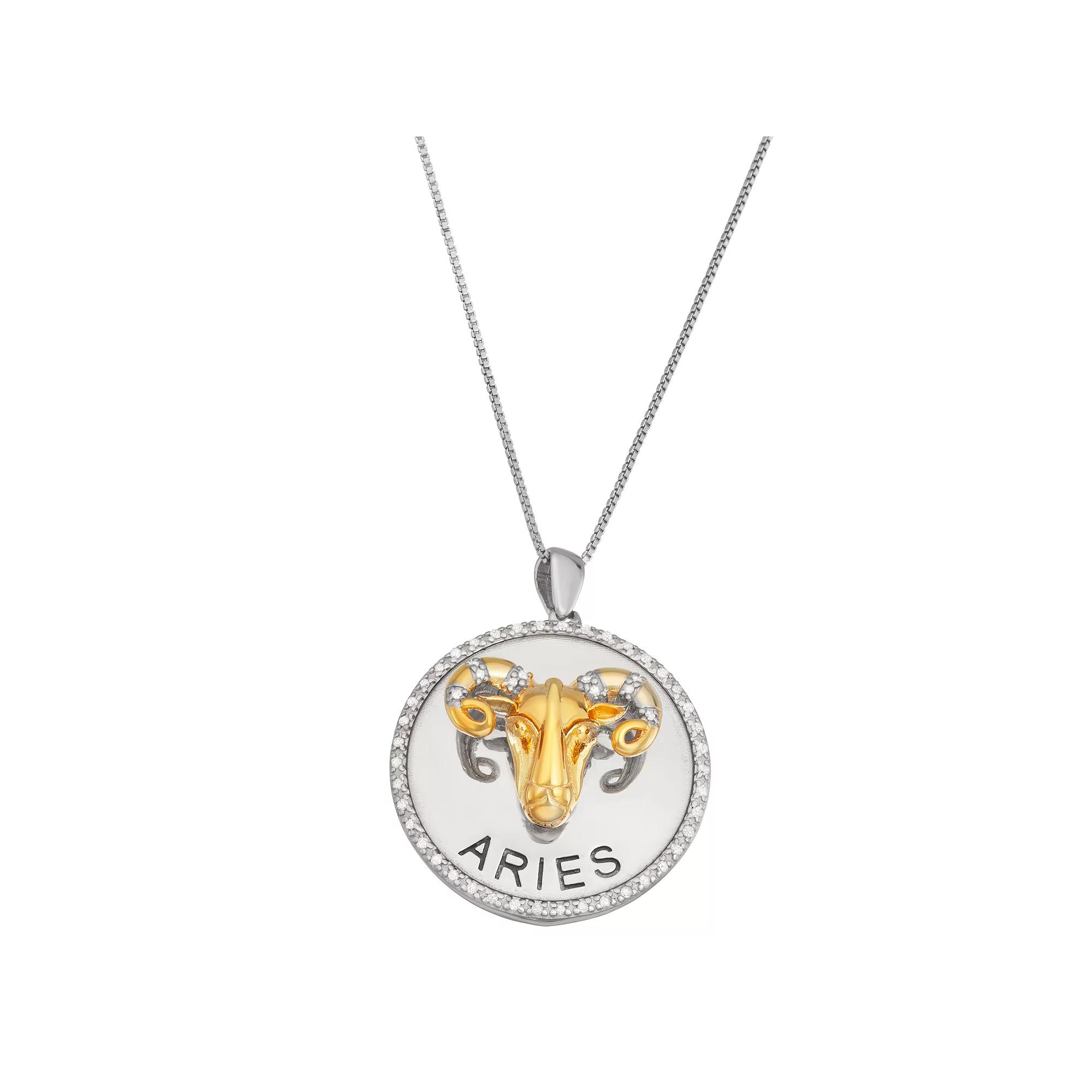 Jewelexcess 1/6 Carat T.W. Diamond Two-Tone Sterling Silver Zodiac Pendant Necklace, Women's,  Product Image