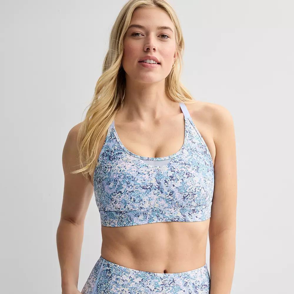 Women's Tek Gear® Ultrastretch Adjustable Mesh Sports Bra, Size: Small, Blue Spots Product Image