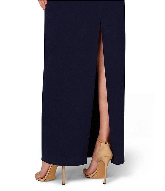 Aidan Mattox Strapless Beaded Floral Crepe Column Gown Product Image