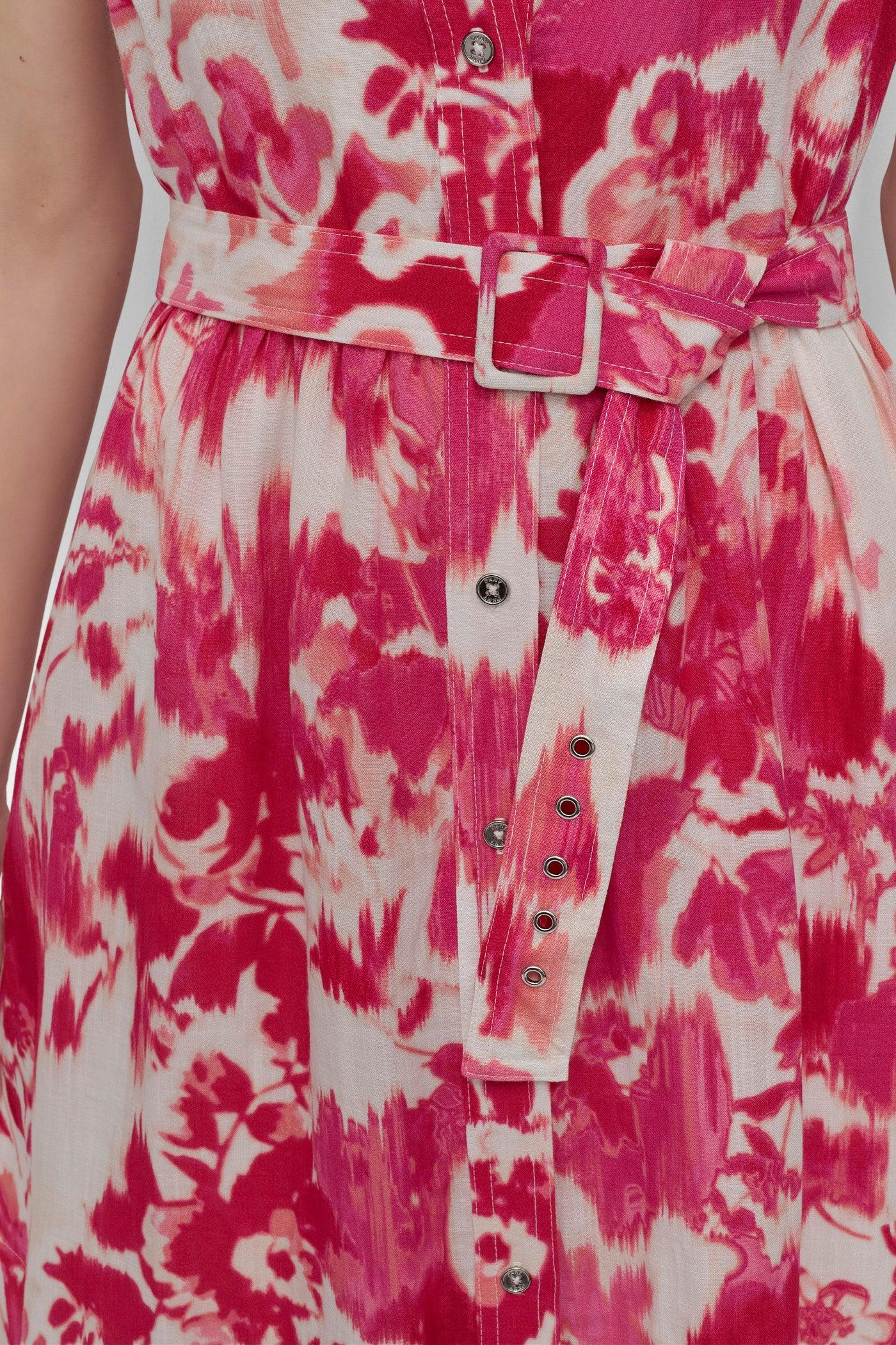 BELTED FLORAL SHIRT DRESS Product Image