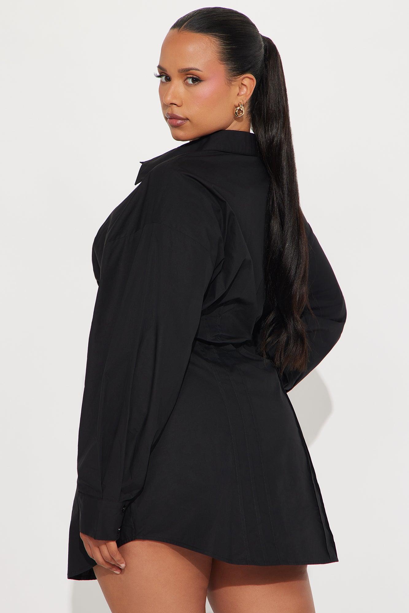 Vera Collar Shirt Mini Dress - Black Female Product Image