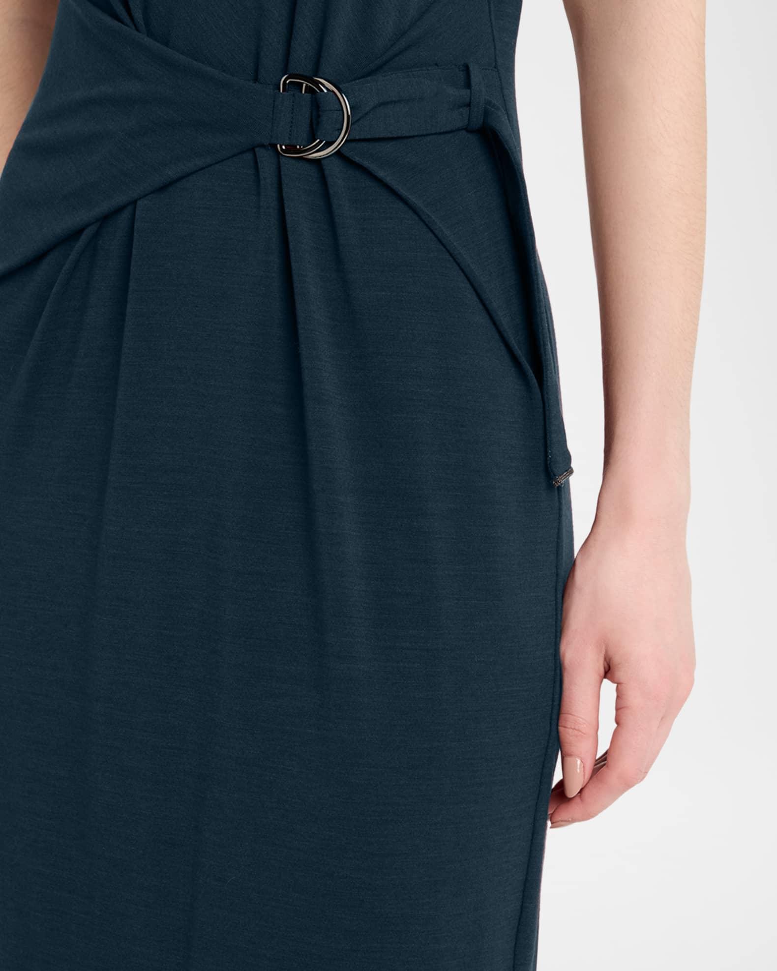 Drape Short-Sleeve Wool Jersey Midi Wrap Dress Product Image