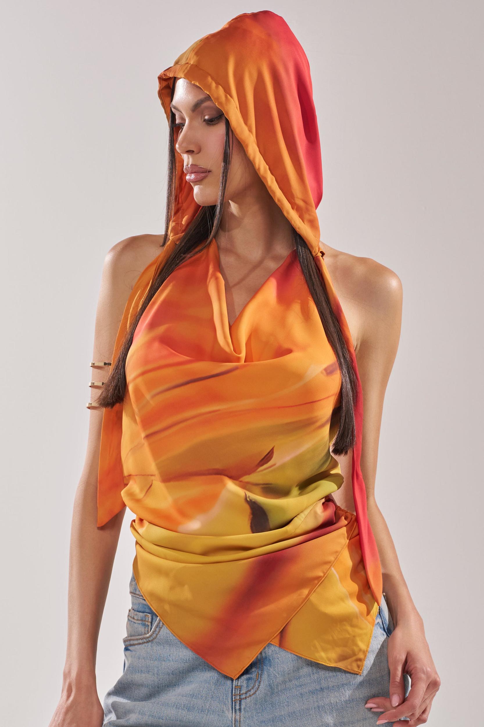 COASTAL HOODED HALTER TOP Product Image