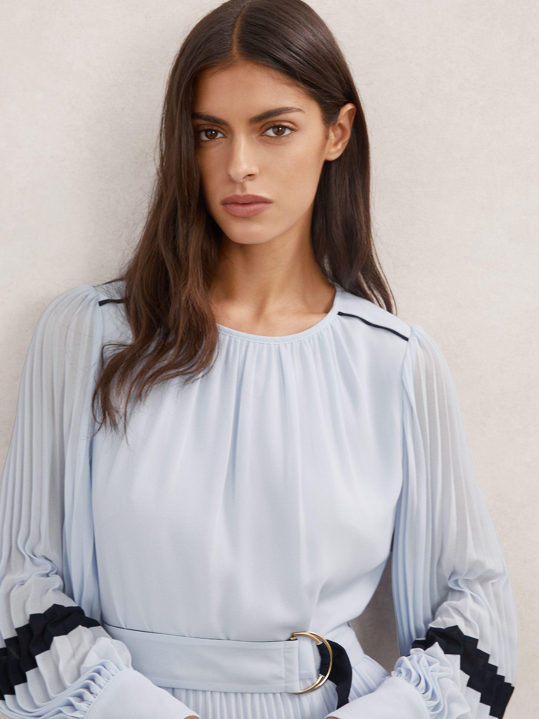 Linen-Blend Double-Breasted Suit Jacket in White Product Image