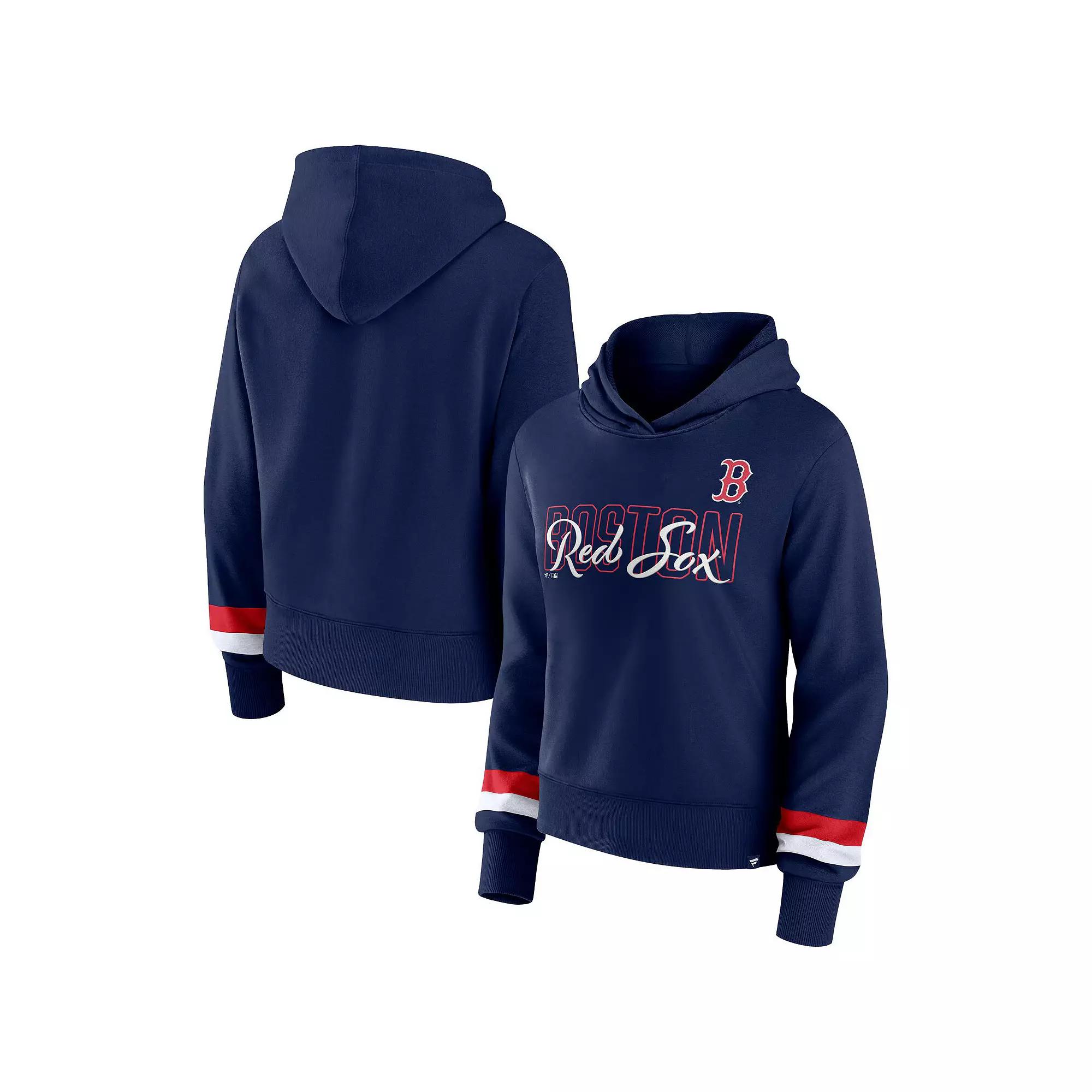 Women's Fanatics Branded Navy Boston Red Sox Over Under Pullover Hoodie,  Product Image