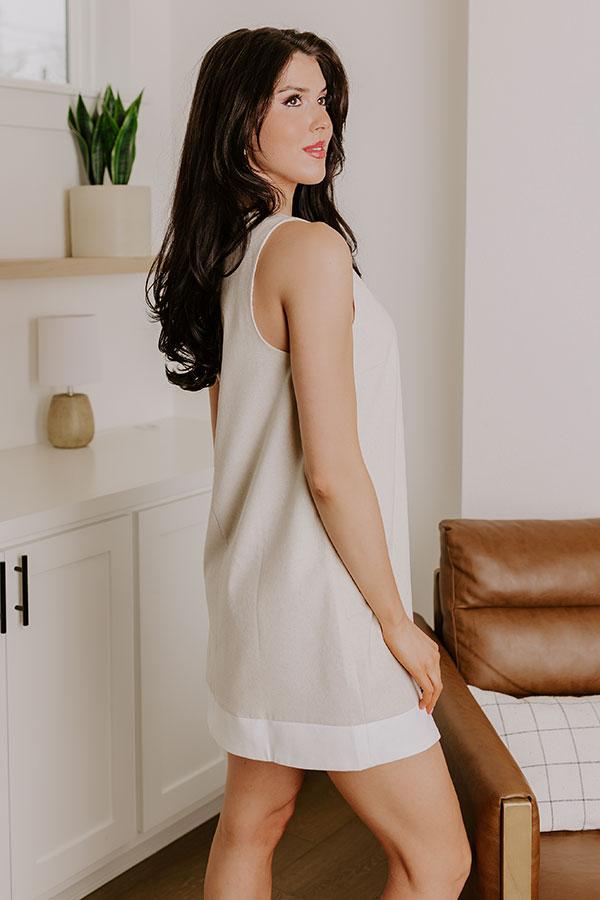 Mykonos Cruise Linen-Blend Mini Dress in Oatmeal Product Image