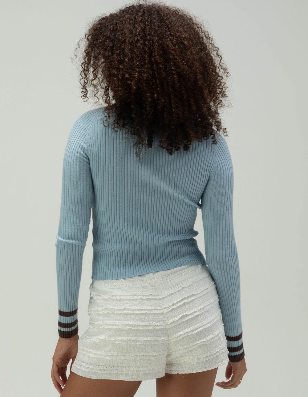 IETS FRANS Collared Ribbed Womens Sweater - LIGHT BLUE Product Image